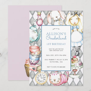 ONEderland Girl's 1st Birthday Einladung