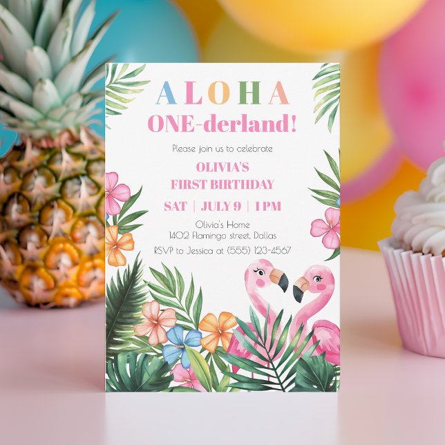 Onederland Summer Tropical Girl 1. Geburtstag Part Einladung (Onederland Summer Tropical Girl 1st Birthday Party Invitation)