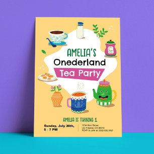 Onederland Tee Party - Erste Geburtstagsparty Invi Einladung