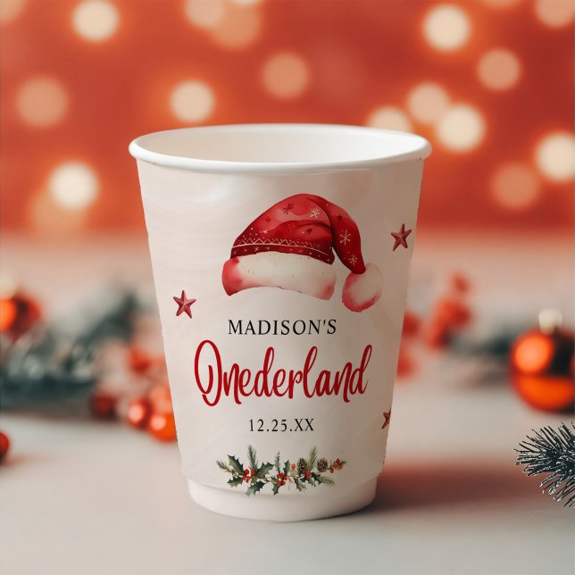 Onederland Weihnachtsmannmütze 1. Geburtstag Pappbecher (Von Creator hochgeladen)