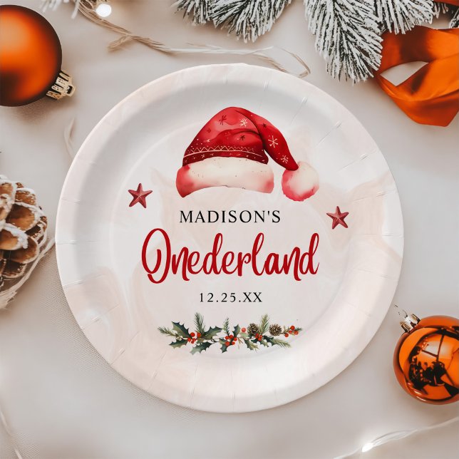 Onederland Weihnachtsmannmütze 1. Geburtstag Pappteller (Von Creator hochgeladen)
