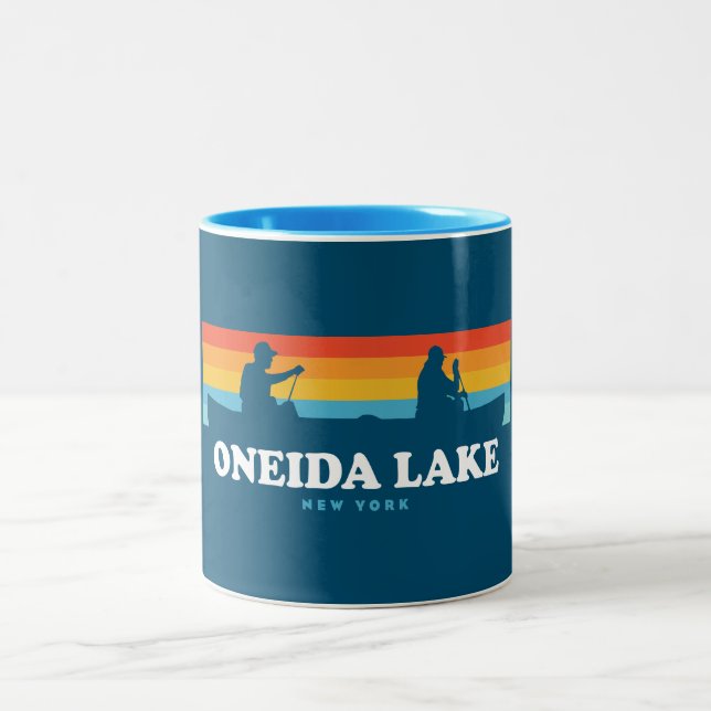 Oneida Lake New York Canoe Zweifarbige Tasse (Mittel)