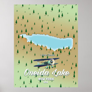 Oneida Lake New York Karte Poster