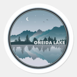 Oneida Lake New York Reflection Runder Aufkleber