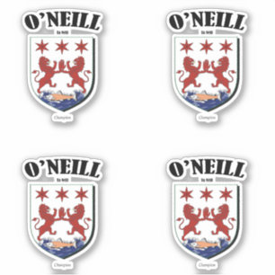 O'Neill Wappen Irish Translation & Meaning (x4) Aufkleber