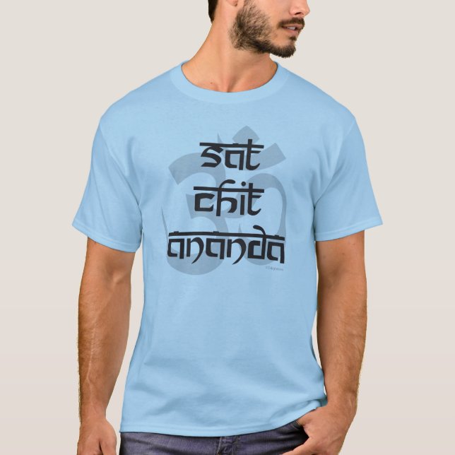 Oneness Mantra Om Sat Chit Ananda Blue T-Shirt (Vorderseite)