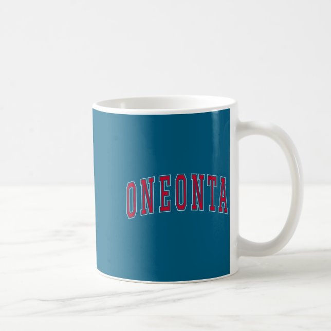 Oneonta New York Souvenir College Style Red Text T Kaffeetasse (Rechts)