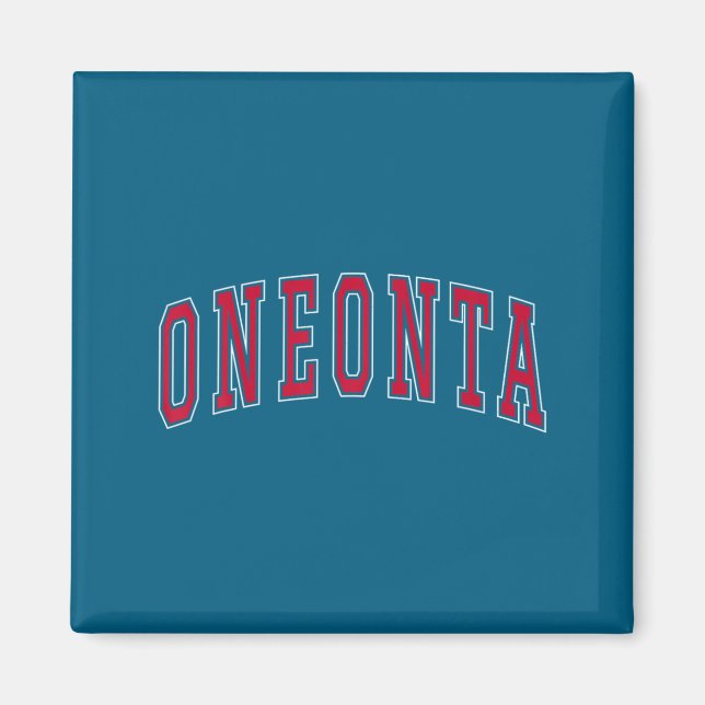 Oneonta New York Souvenir College Style Red Text T Magnet (Vorne)