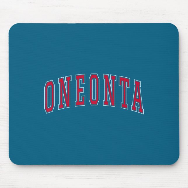 Oneonta New York Souvenir College Style Red Text T Mousepad (Vorne)