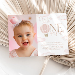 Oneside Hot Air Ballon 1. Geburtstag Foto Einladung