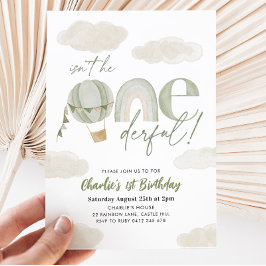 Oneside Hot Air Ballon Sage Boy 1. Geburtstag Einladung