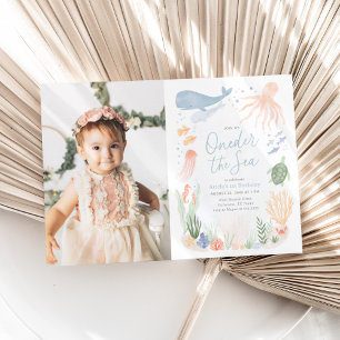 Onethe Sea 1. Geburtstag Foto Einladung