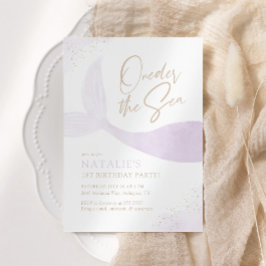 Onethe Sea Lila Mermaid Girl Birthday Party Einladung