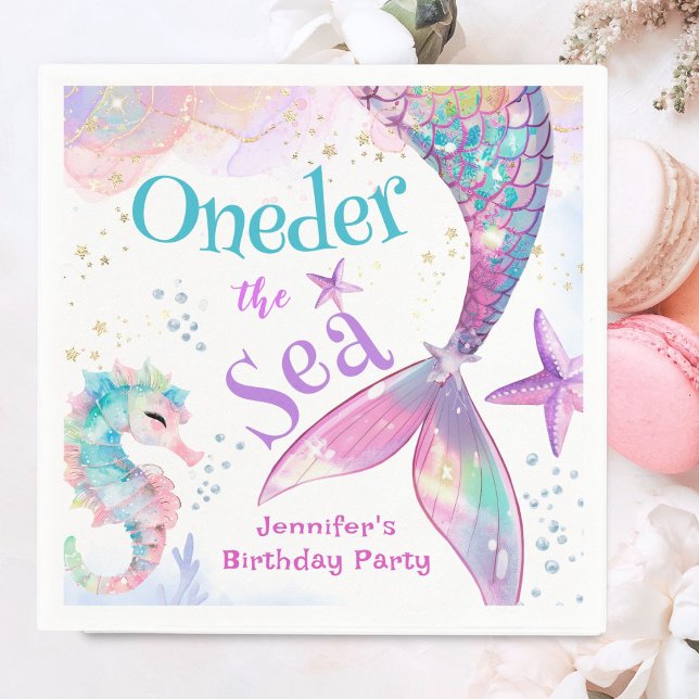 Onethe Sea Mermaid 1. Geburtstag Pink Lila Serviette (Von Creator hochgeladen)
