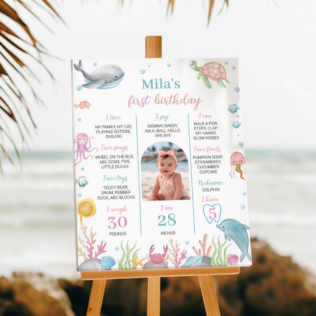 Onethe Sea Pastel Birthday Meilenstein Zeichen Poster (Von Creator hochgeladen)
