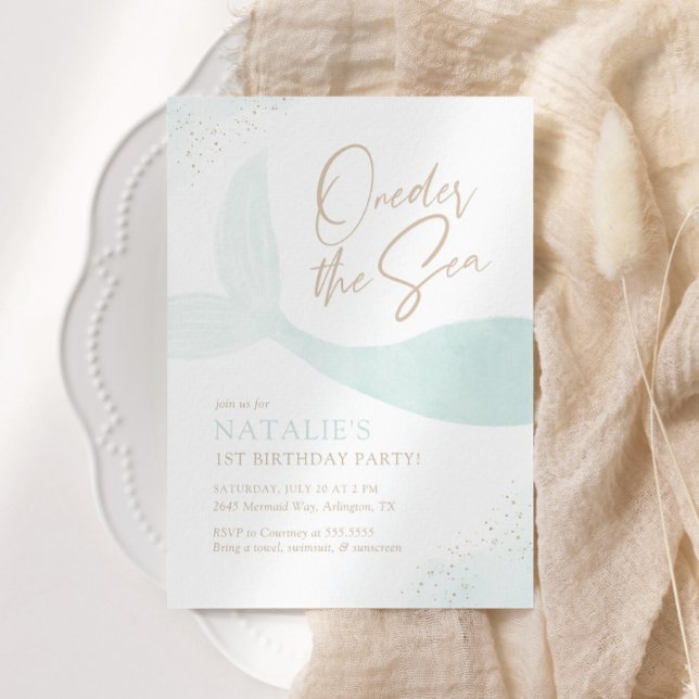 Onethe Sea Turquoise Meerjungfrau Girl Birthday Einladung (Von Creator hochgeladen)