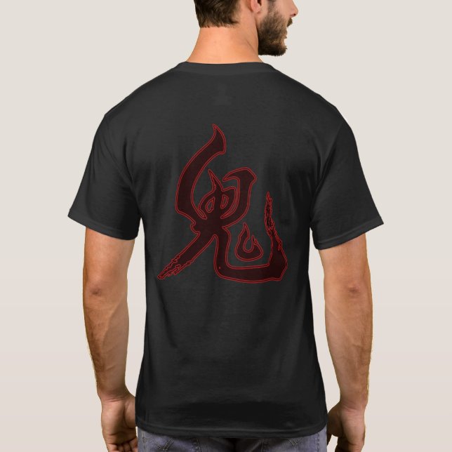 Oni 鬼 – Handgemalte Kanji-Kunst T-Shirt (Rückseite)