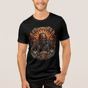 Oni Biker Samurai , Lebe um zu fahren Samurai Oni Tri-Blend Shirt