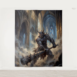Oni Demon in the Gothic Cathedral Wandteppich