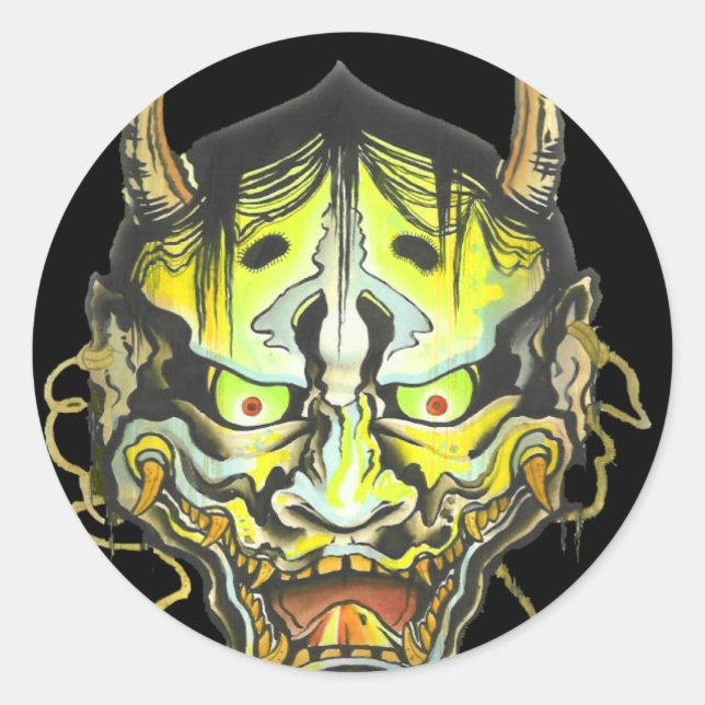 Oni Devil Design Runder Aufkleber (Vorderseite)