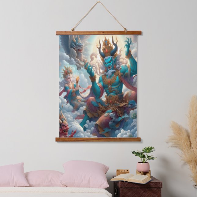 Oni Erleuchtet  Wandteppich Mit Holzrahmen (Schlafzimmer)