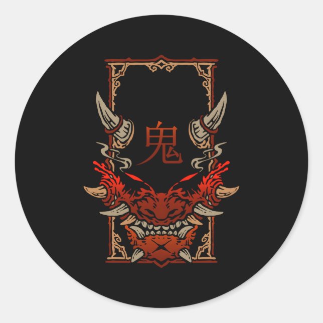 Oni Hannya Ghost Japanisch Runder Aufkleber (Vorderseite)