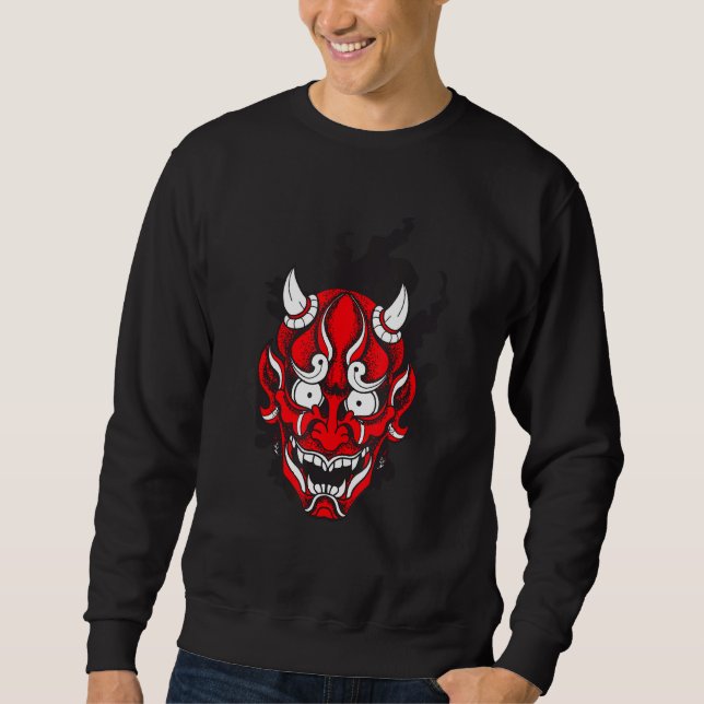 Oni Japanese Demon Mask Design Sweatshirt (Vorderseite)