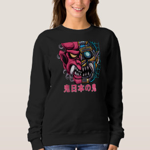 Oni Japanischer Demon Maske Cyborg Devil Japan Fol Sweatshirt