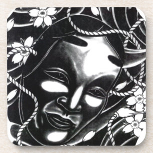 Oni Kabuki Mask Getränkeuntersetzer