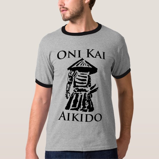 Oni Kai Vintager Entwurf Aikido T-Shirt (Vorderseite)
