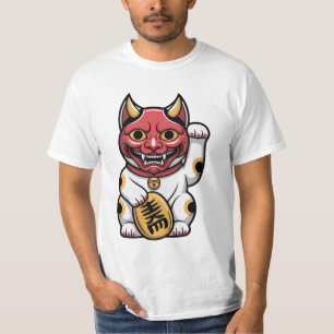 Oni-Katze   Japanische mythische Katze mit Oni-Mas T-Shirt