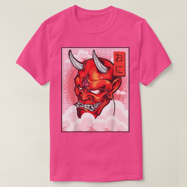 Oni Mask Demon Mask Yokai Kawaii Japanese Aestheti T-Shirt (Design vorne)