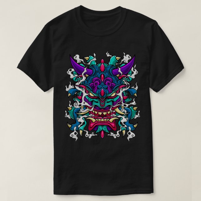 Oni Mask Hannya Demon Evil Japanese  T-Shirt (Design vorne)