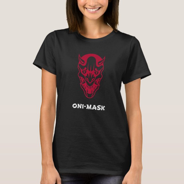 Oni Mask Japanese Demon Face Devil Ronin T-Shirt (Vorderseite)