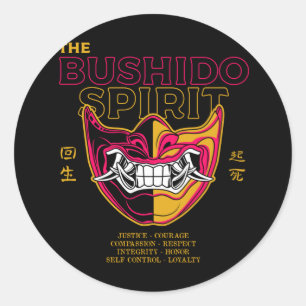 Oni Mask japanische Kultur - Der Bushido-Geist Runder Aufkleber