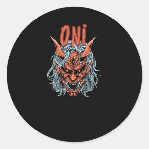 Oni Mask Runder Aufkleber