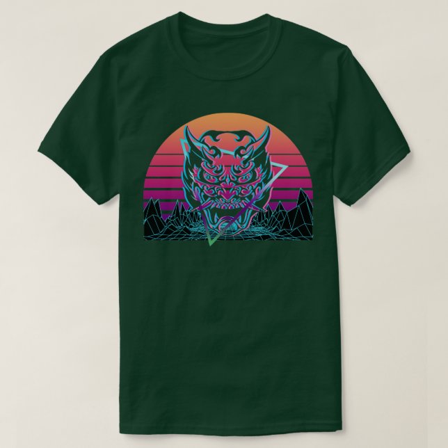 Oni Mask Yokai Devil Mask Geschenk T-Shirt (Design vorne)
