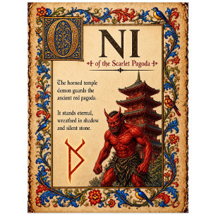 Oni, mittelalterliche Bestiarien-Kunst Postkarte