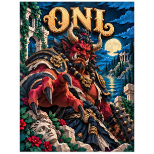 Oni, Papier-Schnitt-Monster Postkarte