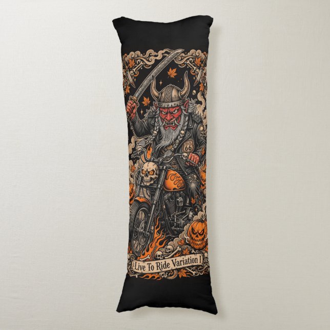 Oni Samurai Biker Halloween  Seitenschläferkissen (Vorderseite Vertikal)