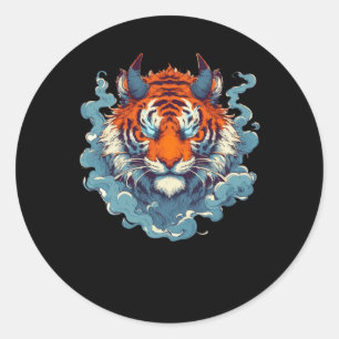 Oni-Tiger-Tattoo Retro Vintage Aufkleber