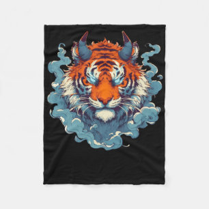 Oni-Tiger-Tattoo Retro Vintage Aufkleber  Fleecedecke