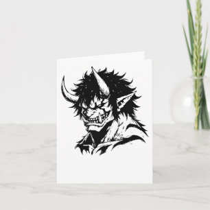 Oni Yokai japanische Kontur Portrait Sticker Karte