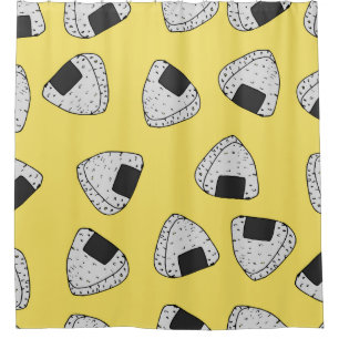 Onigiri (japanische Reiskugel) Hintergrund. nahtlo Duschvorhang