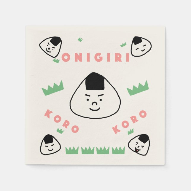 Onigiri Koro Koro (die Rolling Rice Balls) Serviette (Vorderseite)