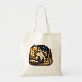 Onigiri Night Shift Cat Tote Bag | Japanisches Ess Tragetasche