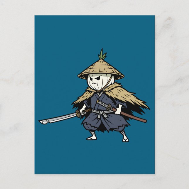 Onion Ronin Wandering Samurai Warrior Illustration Postkarte (Vorderseite)