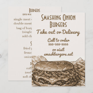 Onion Smash Burgers Cafe or Food Truck  Menükarte