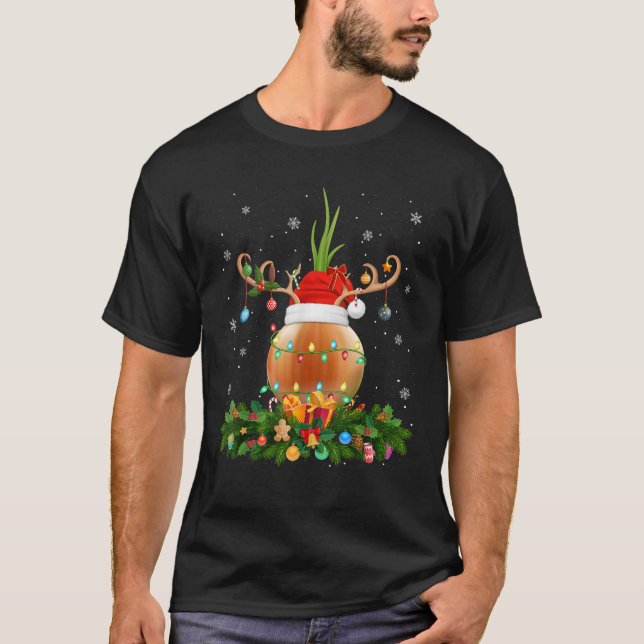 Onion Vegetable Xmas Lighting Reindeer Santa Onion T-Shirt (Vorderseite)