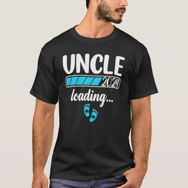 Onkel 2024 Loading Baby Announcement Erste Mal Un T-Shirt (Vorderseite)